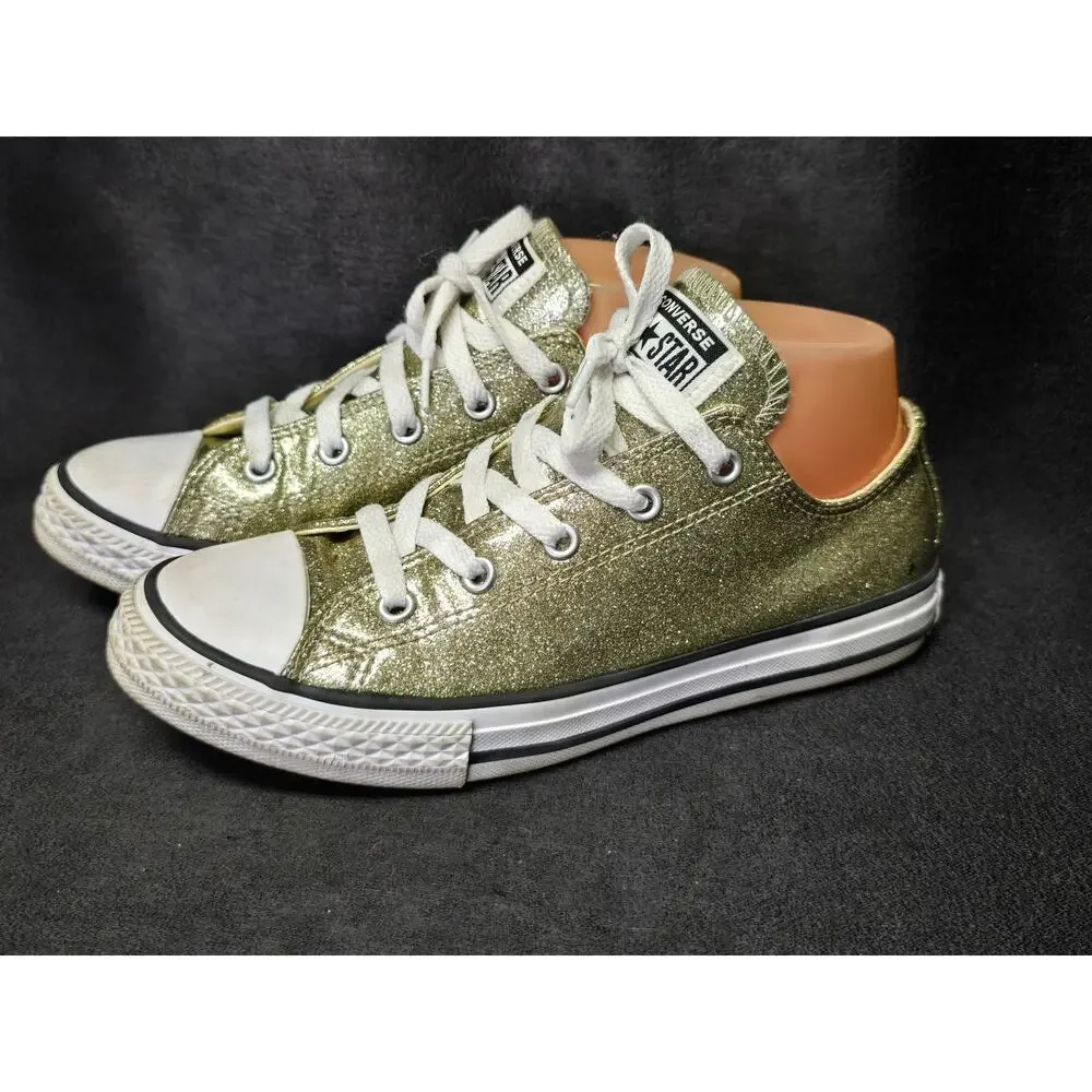 Converse Chuck Taylor Glittery Gold All Star Low Top Sneaker Lace Up Tennis Shoe